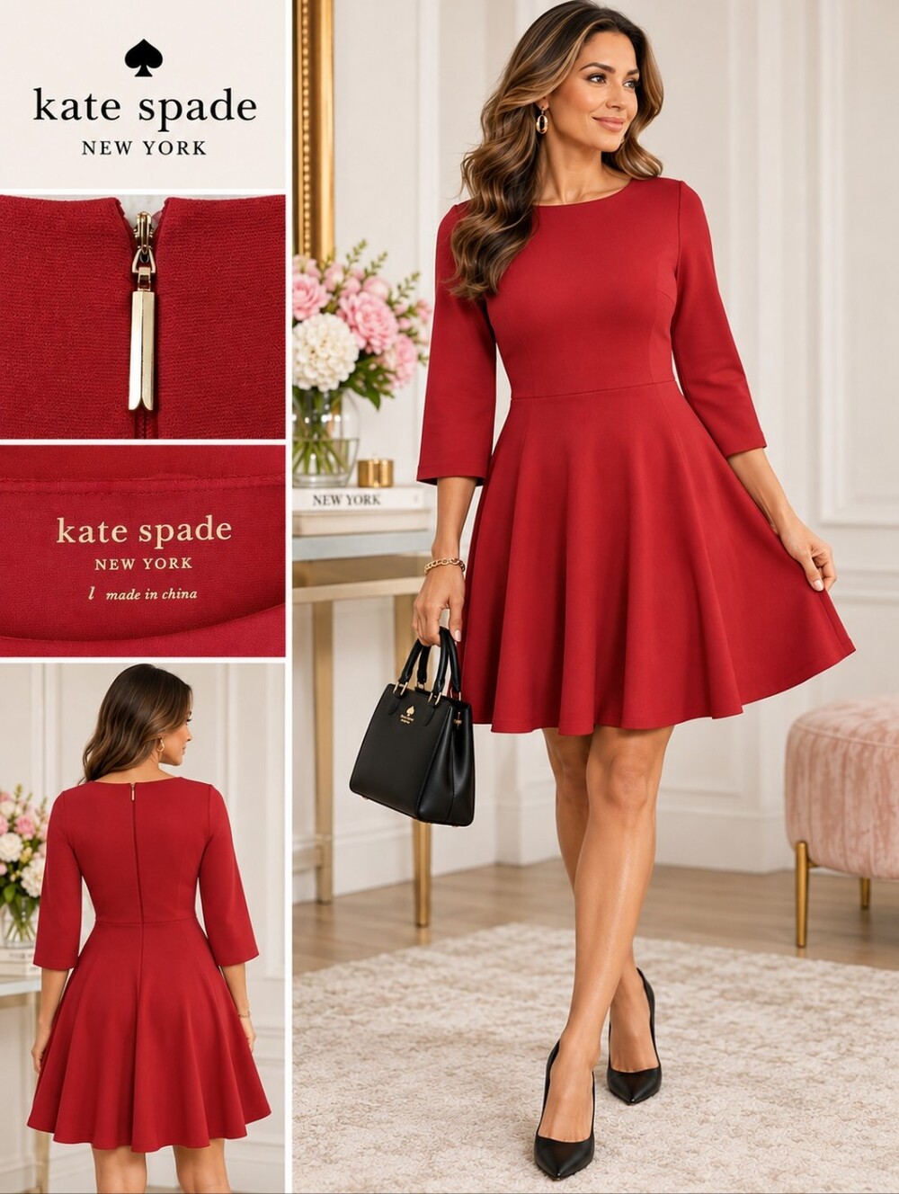 Kate Spade Dress| Fit & Flare Ponte Knit |Size Large